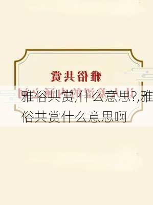 雅俗共赏,什么意思?,雅俗共赏什么意思啊