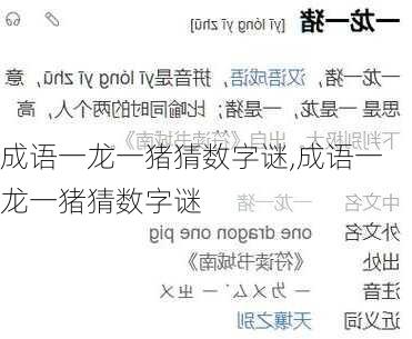 成语一龙一猪猜数字谜,成语一龙一猪猜数字谜