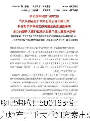 股吧沸腾！600185格力地产，重大重组方案出炉