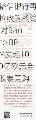 裕信银行再拉收购战线 对Banco BPM发起100亿欧元全股票竞购