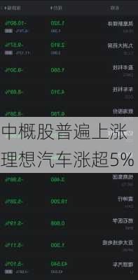 中概股普遍上涨 理想汽车涨超5%