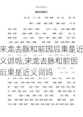 来龙去脉和前因后果是近义词吗,来龙去脉和前因后果是近义词吗