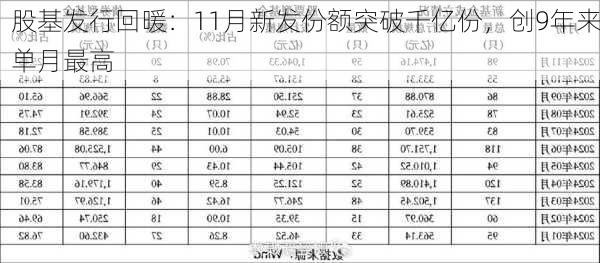 股基发行回暖：11月新发份额突破千亿份，创9年来单月最高