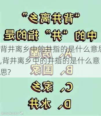 背井离乡中的井指的是什么意思,背井离乡中的井指的是什么意思?