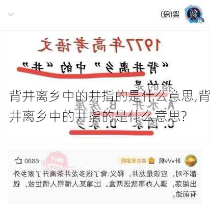 背井离乡中的井指的是什么意思,背井离乡中的井指的是什么意思?