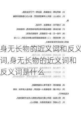 身无长物的近义词和反义词,身无长物的近义词和反义词是什么