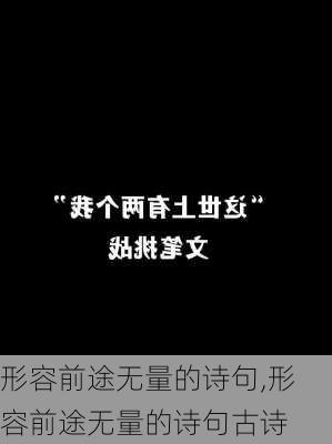 形容前途无量的诗句,形容前途无量的诗句古诗