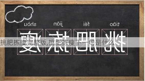 挑肥拣瘦完整版,挑肥拣瘦下一句是什么