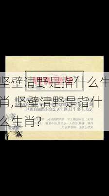 坚壁清野是指什么生肖,坚壁清野是指什么生肖?