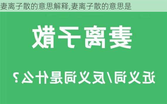 妻离子散的意思解释,妻离子散的意思是